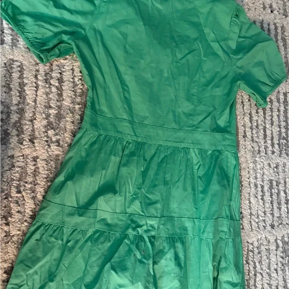 Ann Taylor Loft Mint Green puff sleeve tiered midi dress size 4P - Picture 8 of 8